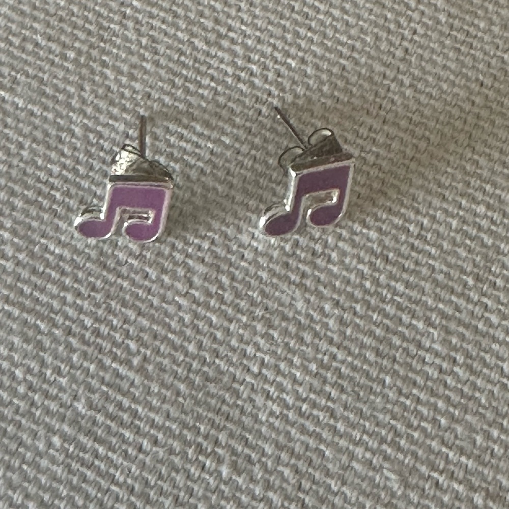 Purple music note earrings